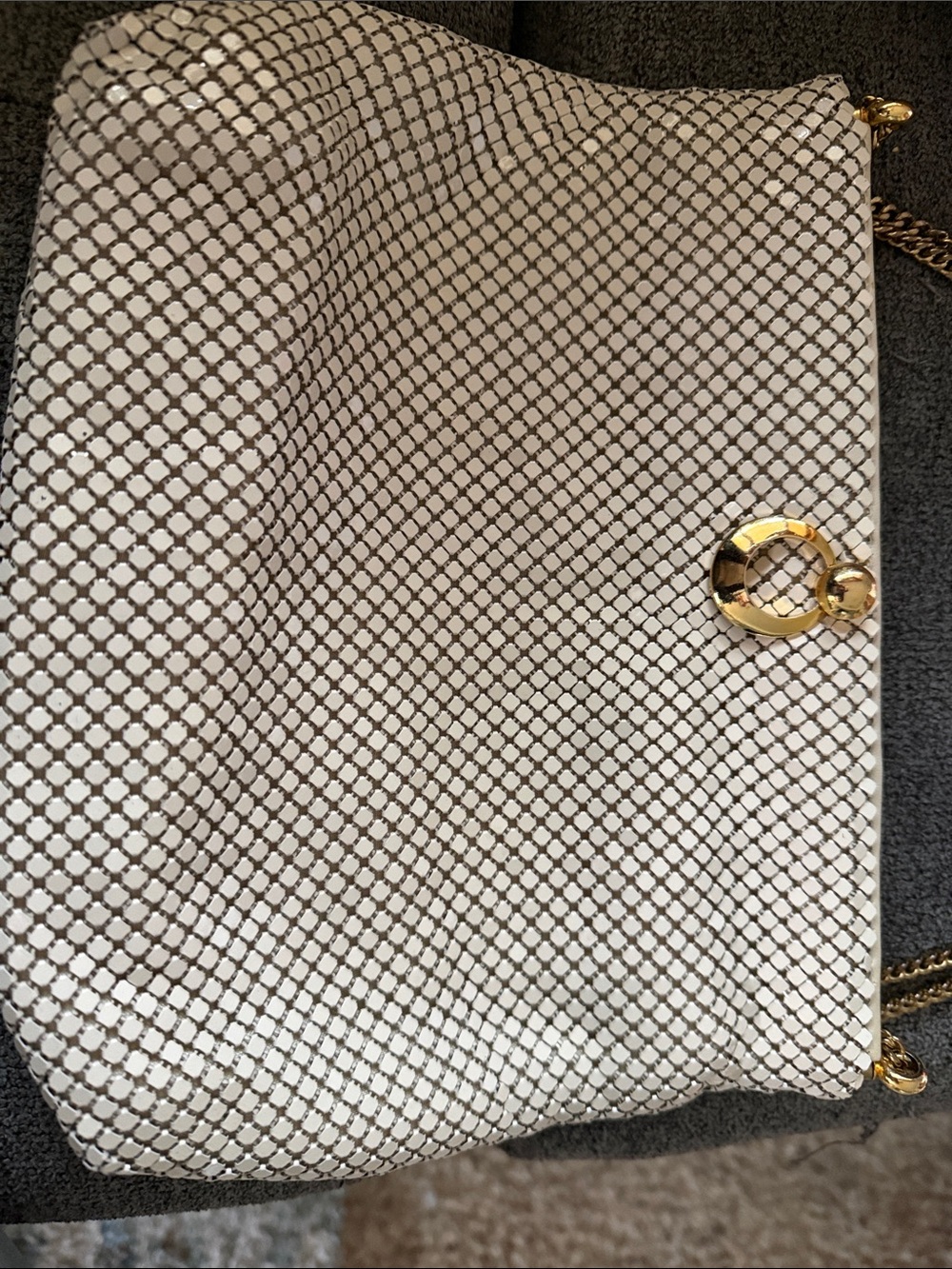 Vintage evening bag. Ivory meshed